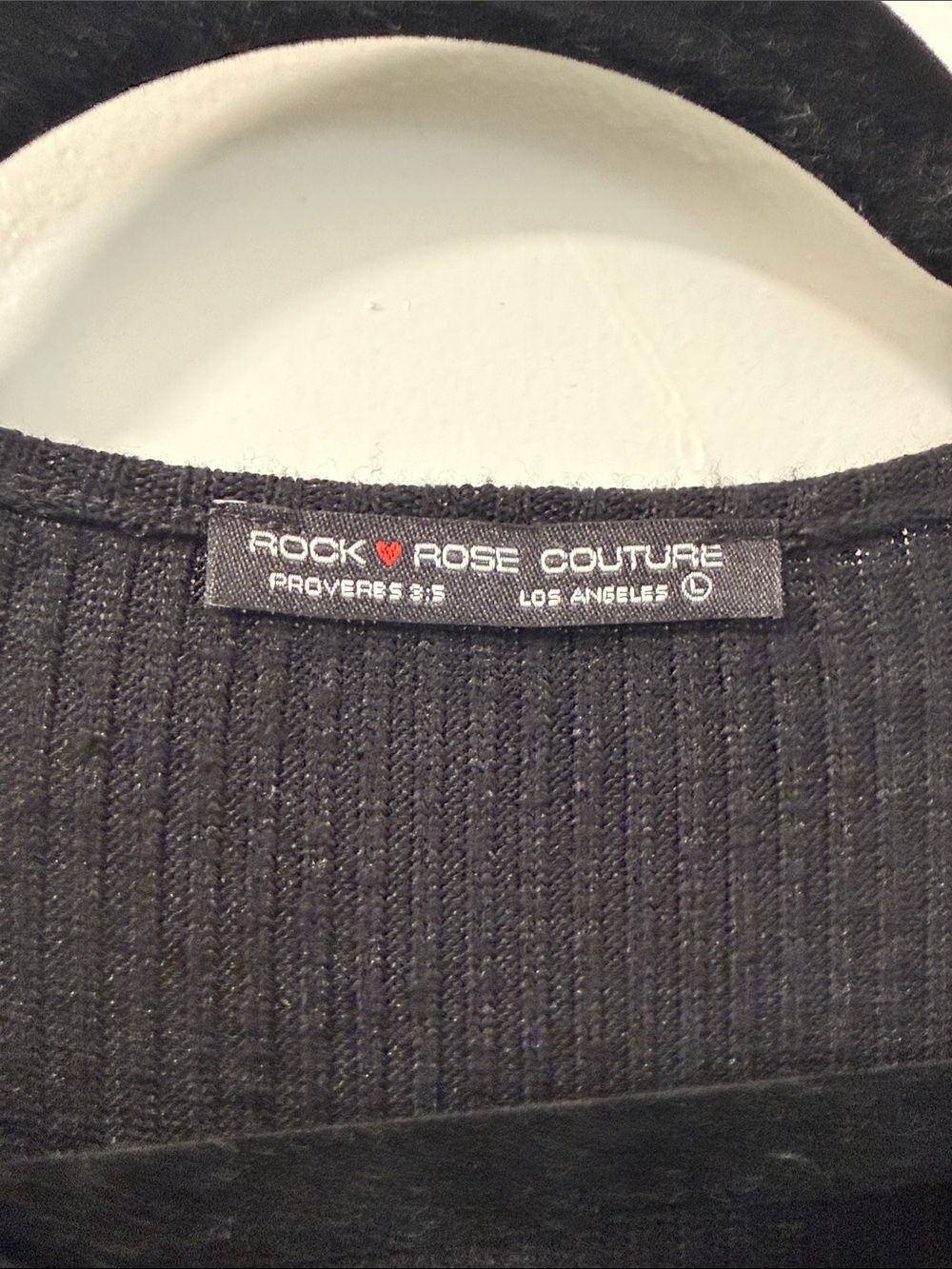 Rock Rose Couture | Black Ribbed Long-Sleeve Top with Silver O-Ring - Picture 6 of 6